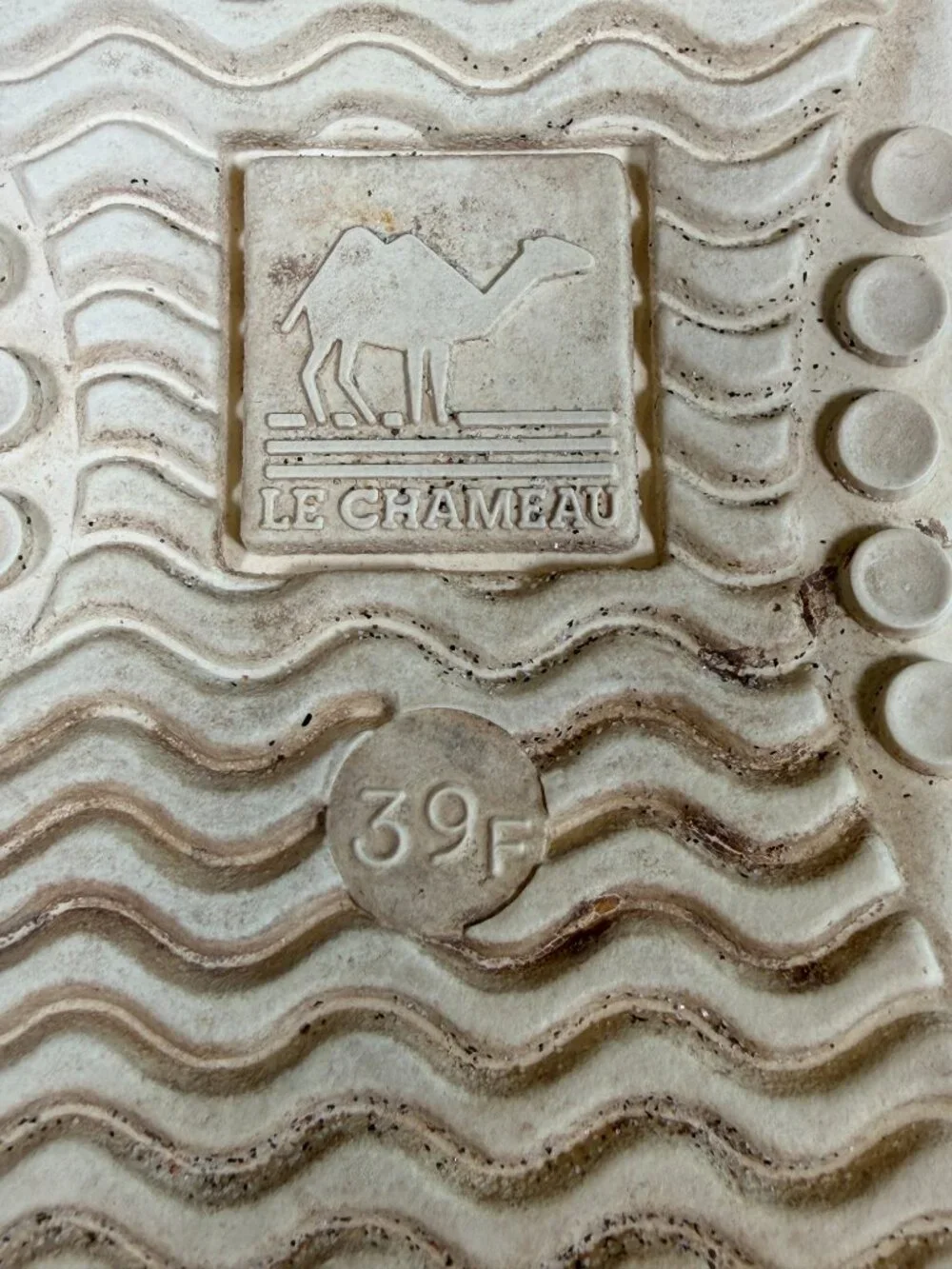 Vintage LE CHAMEAU Beige Rubber Boat Deck Shoes Womens 39 US 8-8.5